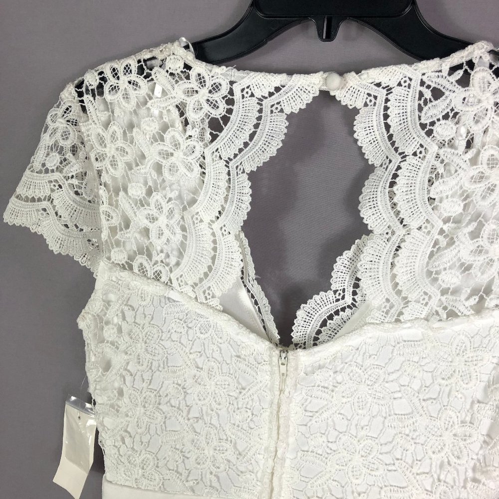 B Darlin White Blue Lace Dress Size 7/8 - Picture 5 of 11
